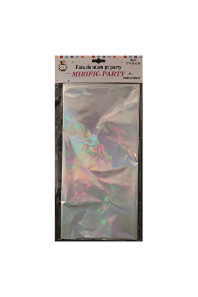 Mirific Party Față de masă albă, efect curcubeu, 183×137 cm