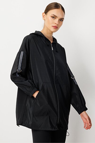 Micca Poly Cupra Spor Ara Boy Basen Örten Baharlık Trench / Kap-Siyah