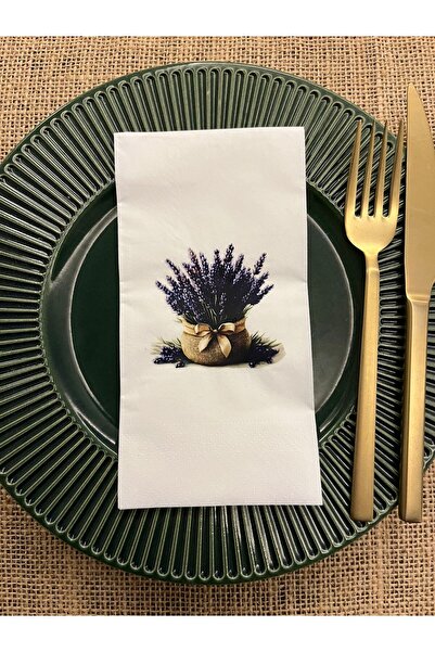 kidspartim Lavanta Demeti Baskılı Sunum Peçetesi Beyaz 16 Adet