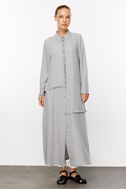 Micca Büzgü Garni Detaylı İpekçe Kumaş Hafif Spor Kap-Gri