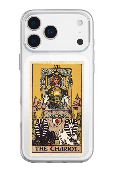 shoptocase iPhone 17 Pro Max Compatible the Chariot Tarot Pattern Transparent Silicone Phone Case