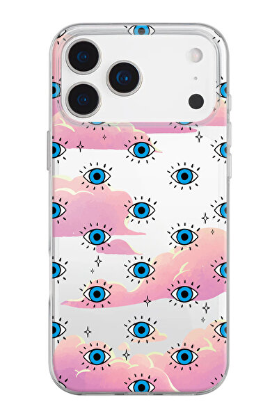 shoptocase iPhone 17 Pro Max Compatible Cloud Eyes Patterned Transparent Silicone Phone Case