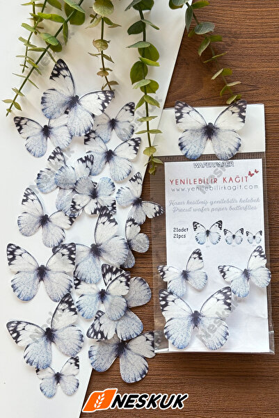 Neskuk Hazır Kesilmiş Kelebekler Yenilebilir Kelebek Kağıt Wafer Paper 21 Adet