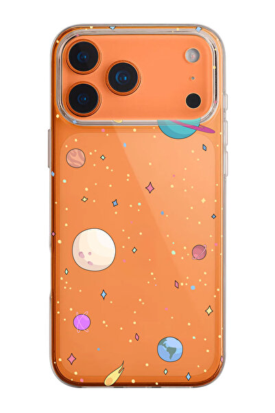 shoptocase حافظة هاتف من السيليكون الشفاف بنمط النظام الشمسي متوافقة مع هاتف iPhone 17 Pro