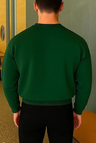 COMBİNE MİCHAİL Men's Relax Fit Winter Z.Green Basic Sweater