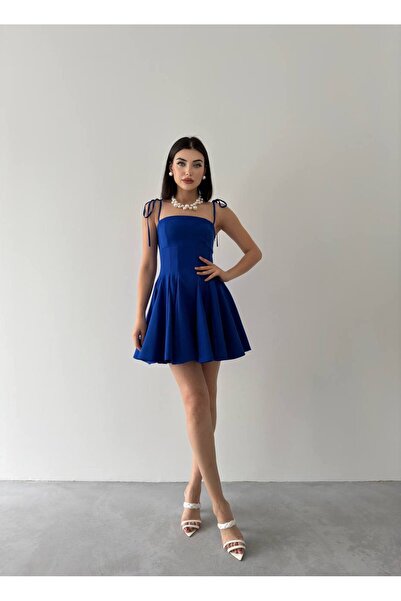 EtikaOnline Kiloş Askılı Atlas Mini Elbise