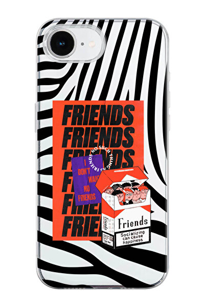 shoptocase iPhone 16E Compatible No Friends Pattern Transparent Silicone Phon...