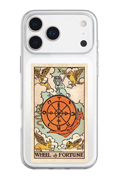 shoptocase iPhone 17 Pro Max Compatible Wheel of Fortune Tarot Pattern Transparent Silicone Phone Case