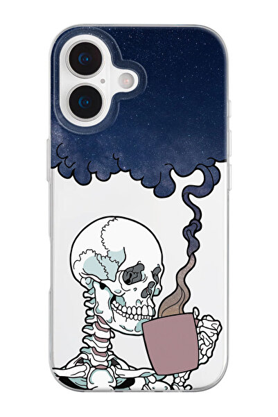 shoptocase غطاء هاتف شفاف من السيليكون بنمط جمجمة متأملة متوافق مع آيفون 17