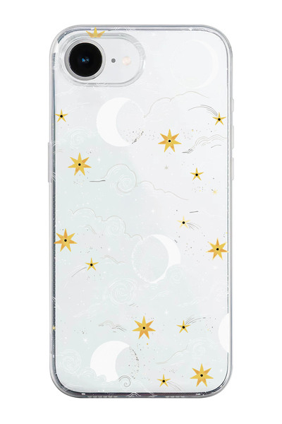 shoptocase iPhone 16E Uyumlu Galaksi Desenli Şeffaf Silikon Telefon Kılıfı
