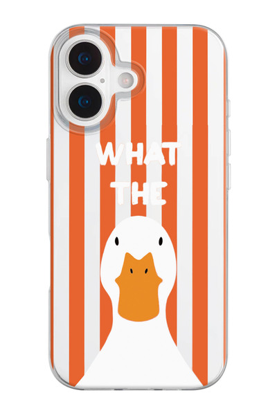 shoptocase iPhone 17 Uyumlu What The Duck Desenli Şeffaf Silikon Telefon Kılıfı