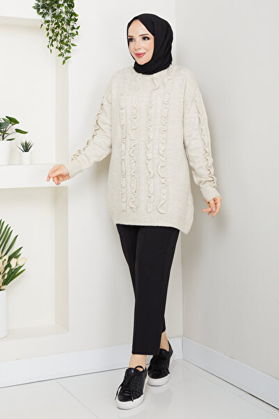 Pamuk Butik Women's Ruffle Detailed Sweater