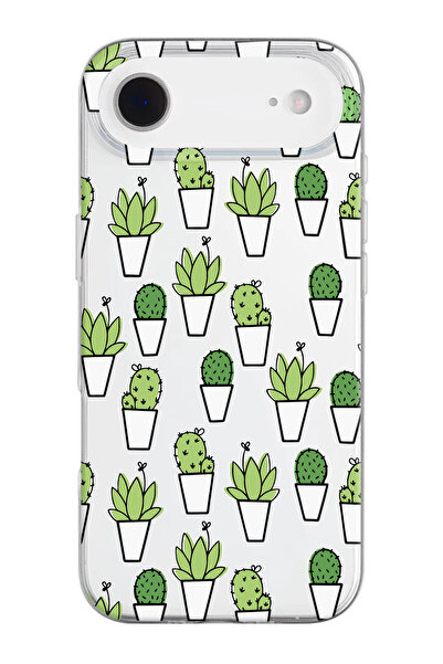 shoptocase حافظة هاتف من السيليكون الشفاف بنمط الصبار المتوافقة مع هاتف iPhon...