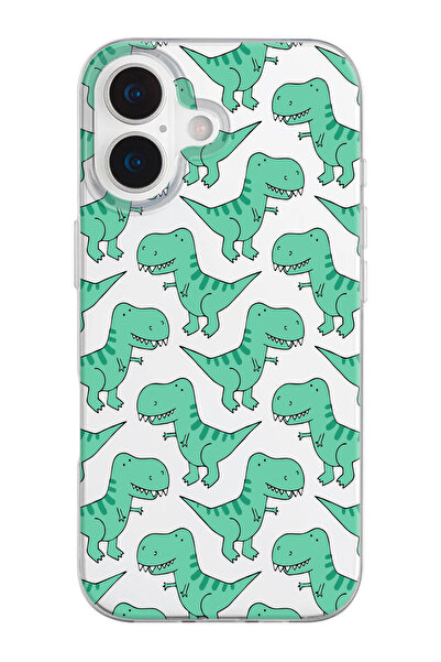 shoptocase iPhone 17 Uyumlu Dinozor Desenli Şeffaf Silikon Telefon Kılıfı