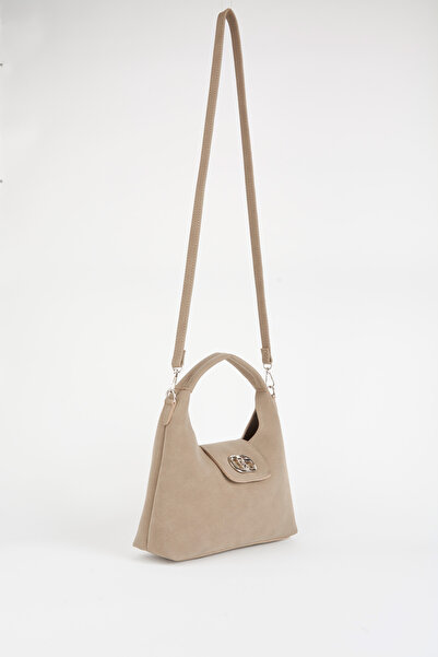 Vivaq Women's Dark Mink Suede Flip Lock Closure Handbag and Shoulder Bag