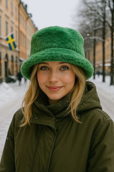 BALIENTE Πράσινο μαλακό βελούδινο γυναικείο καπέλο με υφή