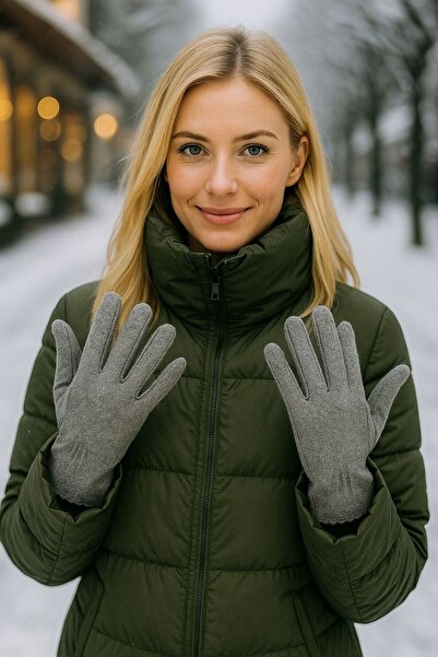 BALIENTE Gray Cashmere Phone Touchscreen Women's Gloves
