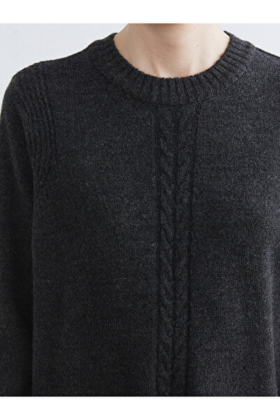 LC Waikiki Lcw Grace Crew Neck Self Patterned Knitwear Dress