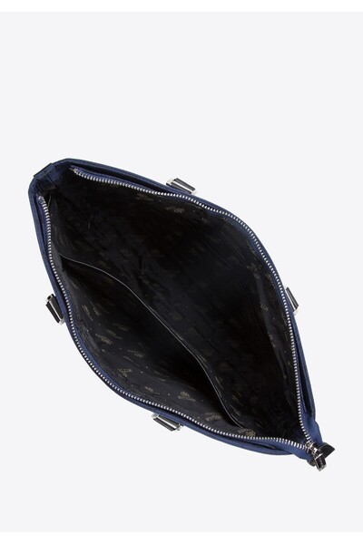 Wittchen Geantă de laptop Jacquard pentru femei de 12" cu curele din piele, bleumarin, poliester