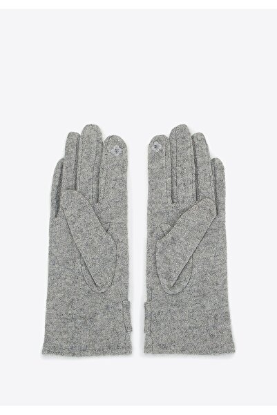 Wittchen Woman Women's Gloves with a Small Flower, Gray Wool
