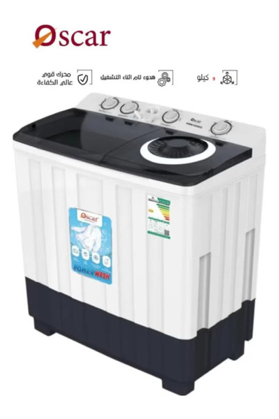 Generic Oscar Semi-Automatic Twin Tub Washing Machine – 9 kg (OWM9KG), White/Black