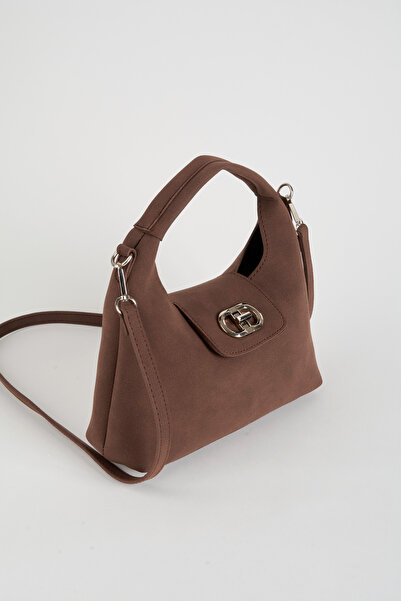 Vivaq Women's Bitter Brown Suede Flip Lock Closure Handbag and Shoulder Bag