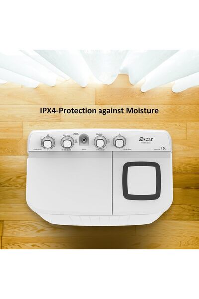Oscar Semi-Automatic Twin Tub Washing Machine OWM10SAXS, 10 kg, White, Front Fill