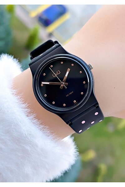 Q&Q 10 Atm Waterproof Silicone Strap Polka Dot Teen Girls Wrist Watch