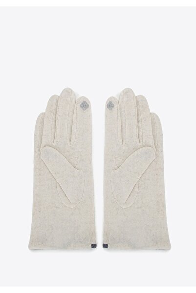 Wittchen Woman Women's gloves with bow, thin ecru wool