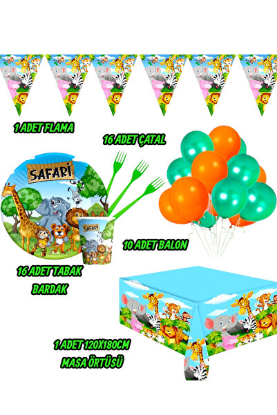 Evabrite Safari Themed Birthday Party Set for 16 People - Safari Concept Party Decorations
