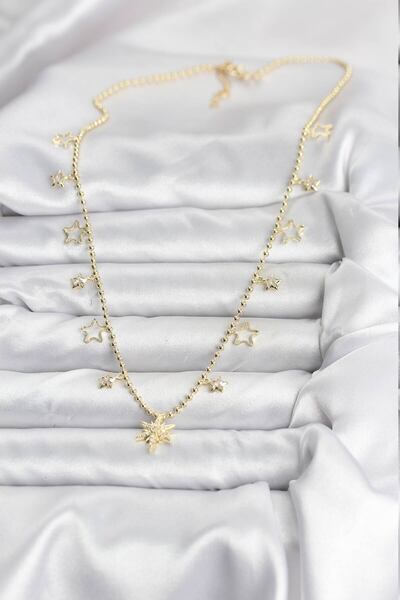 Lisinya قلادة نسائية من النحاس بلون ذهبي مرصعة بحجر الزركون على شكل نجمة القطب -