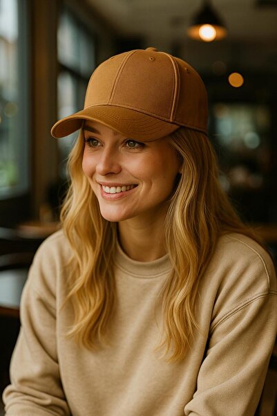 BALIENTE Pălărie pentru femei din țesătură camel gabardină