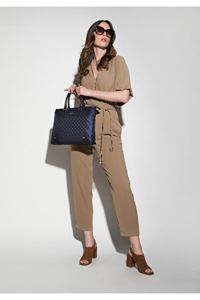 Wittchen Geantă de laptop Jacquard pentru femei de 12" cu curele din piele, bleumarin, poliester