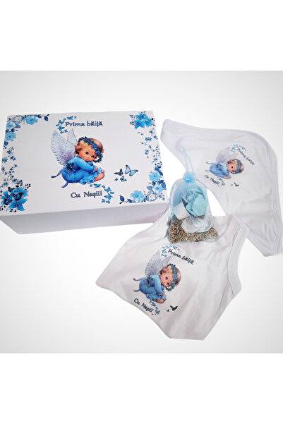 Inovius Trusou Prima Baita, Personalizat cu Mesaj - "Prima Baita cu Nasii" Ingeras Albastru - TPB08