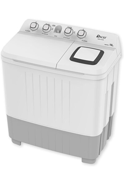 Oscar Semi-Automatic Twin Tub Washing Machine OWM10SAXS, 10 kg, White, Front Fill