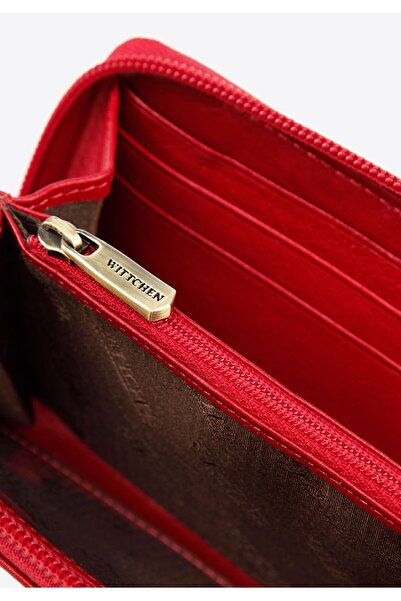 Wittchen Women's stylish leather wallet with zipper, red, leather