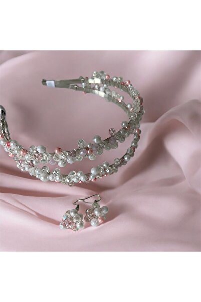 Kadamorganik ikili Pembe Taç Küpe Lohusa Seti