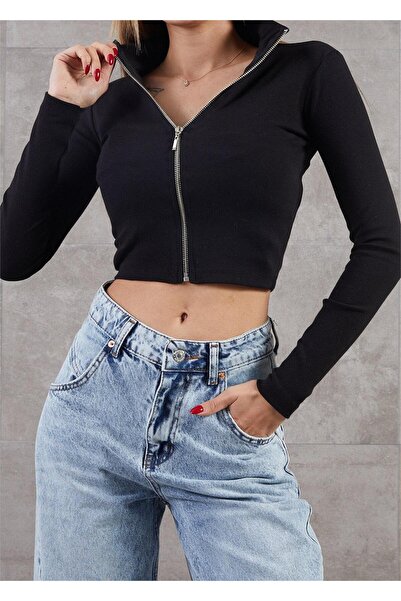 Balıkçı Yaka Fermuarlı Slim Fit Sweat