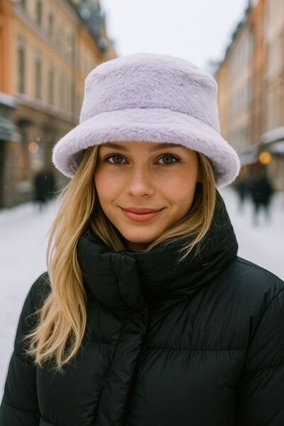 BALIENTE Γυναικείο καπέλο με μαλακή υφή λιλά βελούδινο καπέλο