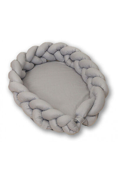 OEM AMY - Baby Nest and Braided Bumper, removable, 80 x 50 cm, Pure Grey