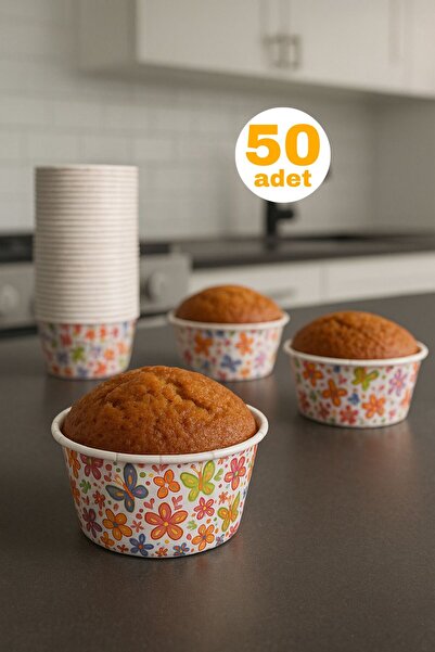 Funny Life 50'li Kraft Muffin Cupcake Kalıbı Kek Kapsülü Naturel Kek Kalıbı , Safari Konsept , Airfryer Uyumlu