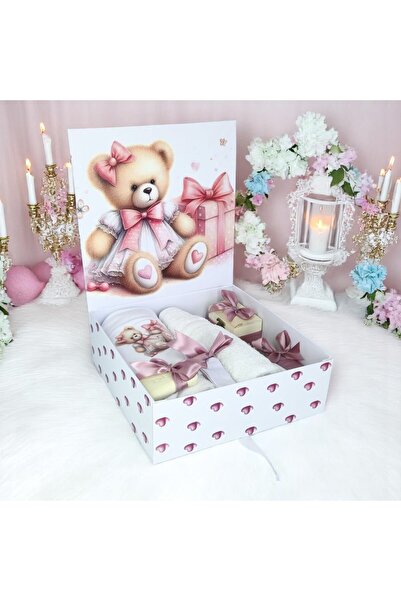 Inovius Trusou Botez cu 8 Piese, Ursulet Plus, Culoare Roz Pudra - TB190