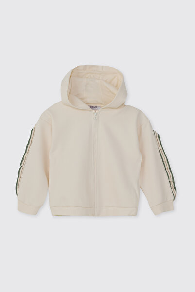 Panço Kız Bebek Fermuarlı Ekru Sweatshirt