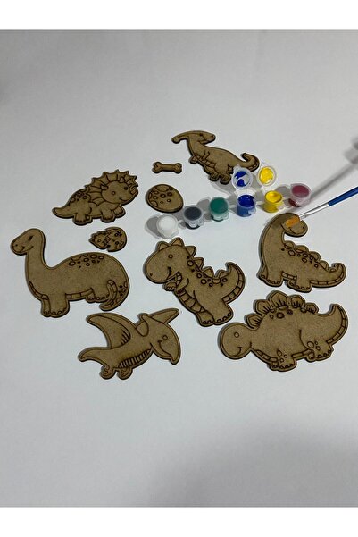 MODAT Ahşap Kendin Yap Dinozor Boyama Seti Eğitici Montessori Çocuk Gelişim Oyuncağı