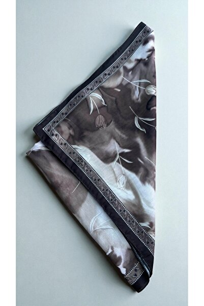 Lavena scarfs Tulip Series Floral Pattern Cotton Digital Soft Shawl - Milky Coffee