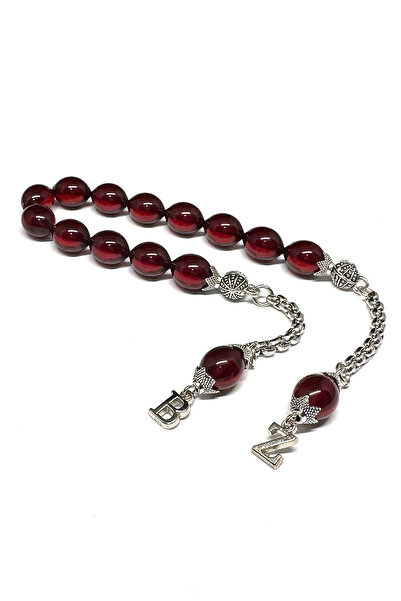 Fabula Silver Kişiye Özel Harfli Zaza Tesbih Kırmızı Renk Erkek Hediye Tespih