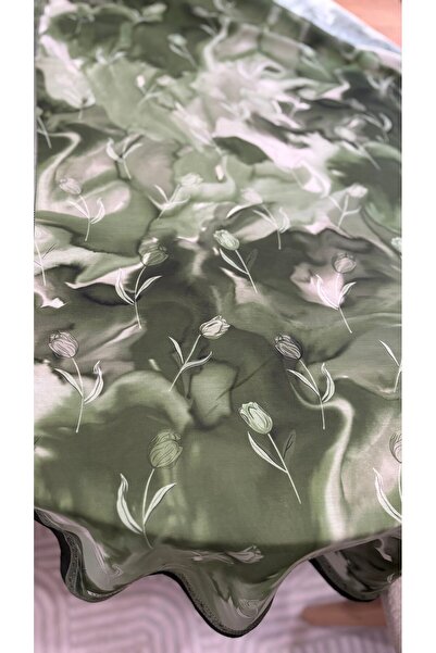 Lavena scarfs Σειρά Tulip Floral Pattern Βαμβακερό ψηφιακό μαλακό σάλι - Πράσινο γρασίδι