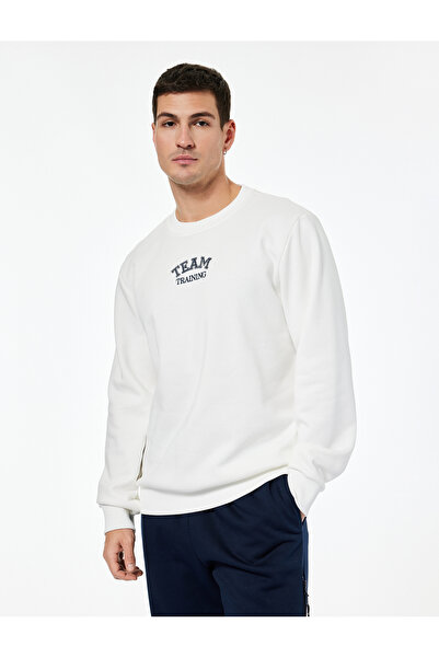 Koton Regular Fit Long Sleeve Embroidered Crew Neck Sweatshirt