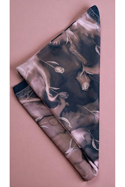 Lavena scarfs Tulip Series Floral Pattern Cotton Digital Soft Shawl - Caramel