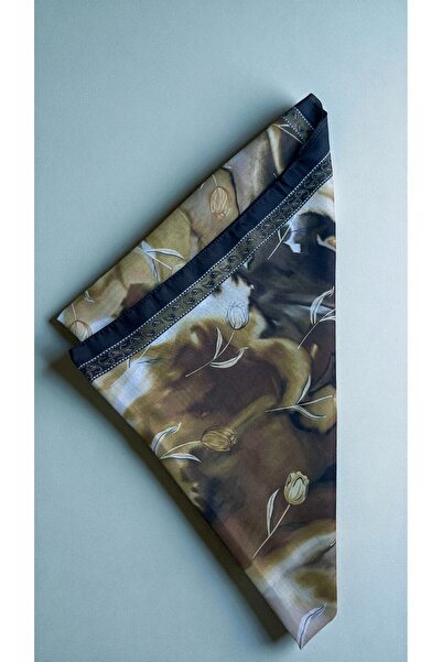 Lavena scarfs Tulip Series Floral Pattern Cotton Digital Soft Shawl - Oil Green